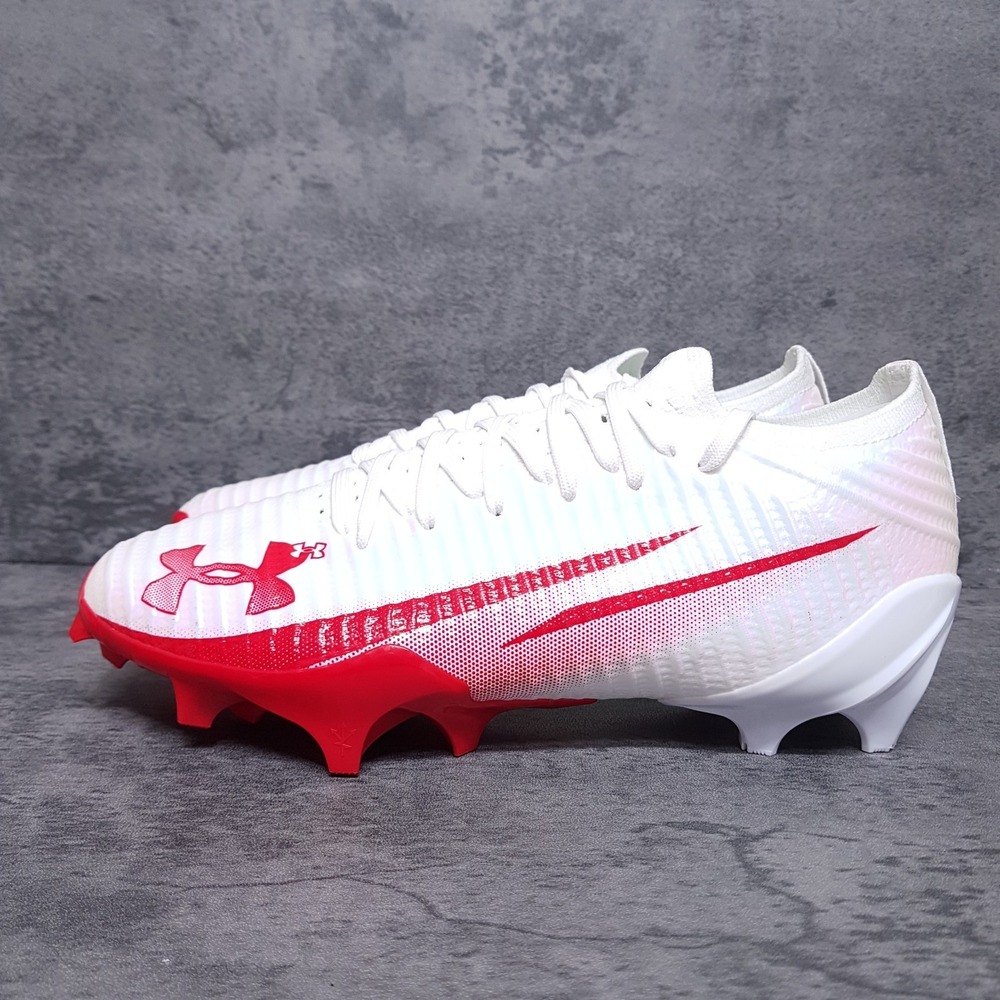 UNDER ARMOUR UA Blur Pro Football Cleats Mens Size 8 White Red 3028220-101